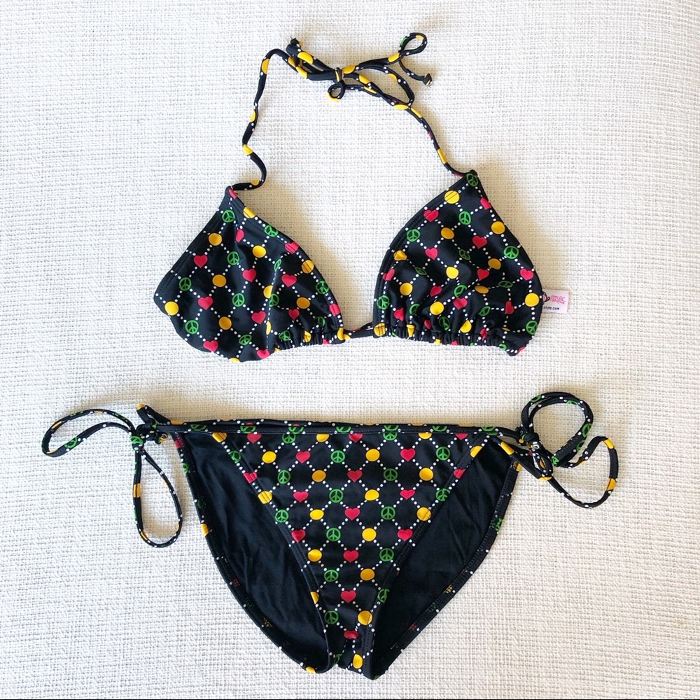 Cover Style Peace Sign Two Piece Bikini Size XL